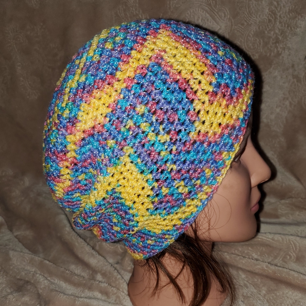 Crocheted light weight adult slouchy beanie hat